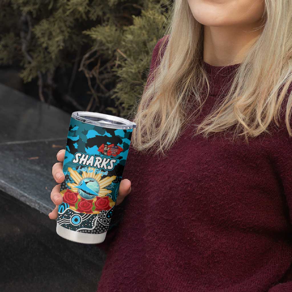 Personalized Sharks ANZAC Day Tumbler Cup Australian Army - Lest We Forget
