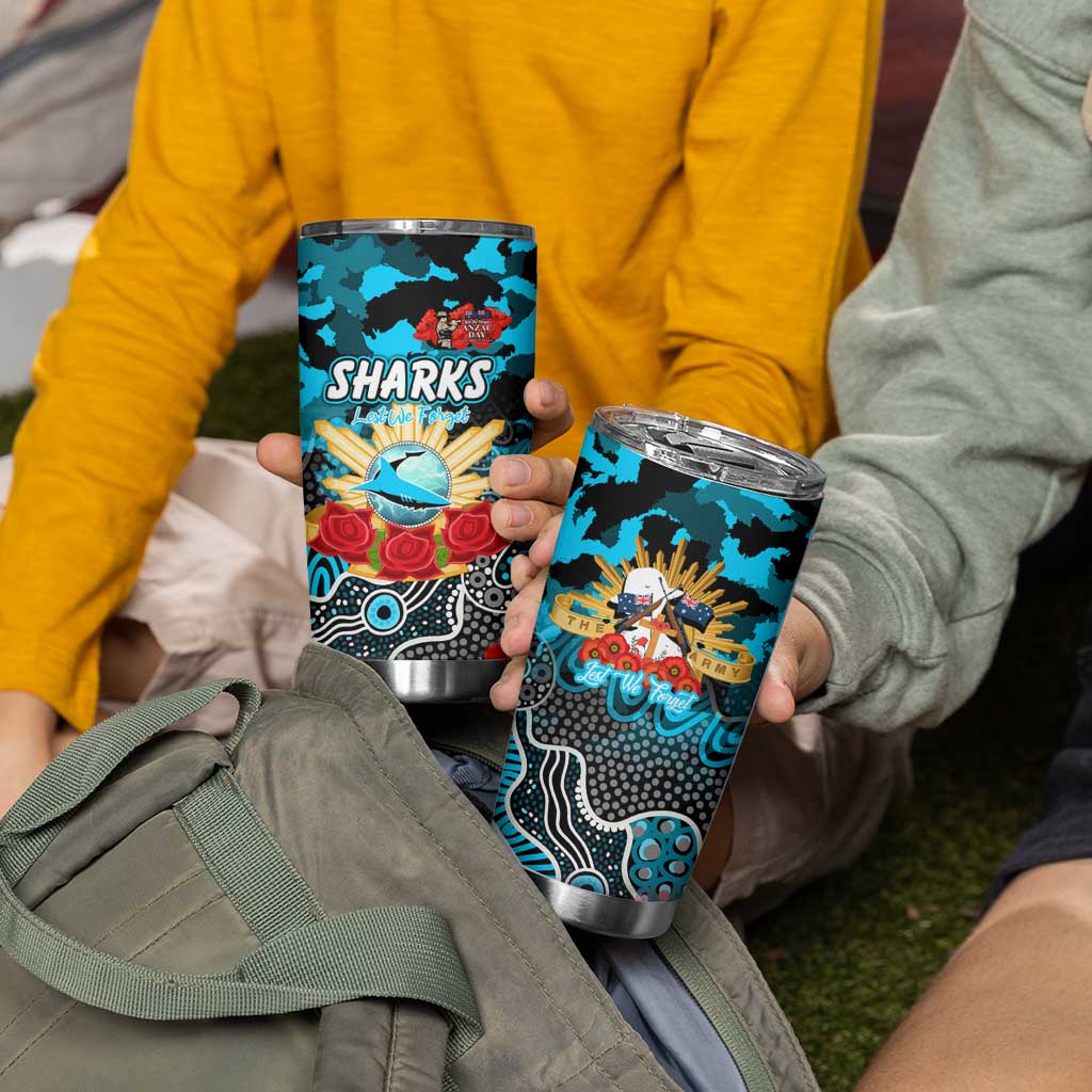 Personalized Sharks ANZAC Day Tumbler Cup Australian Army - Lest We Forget