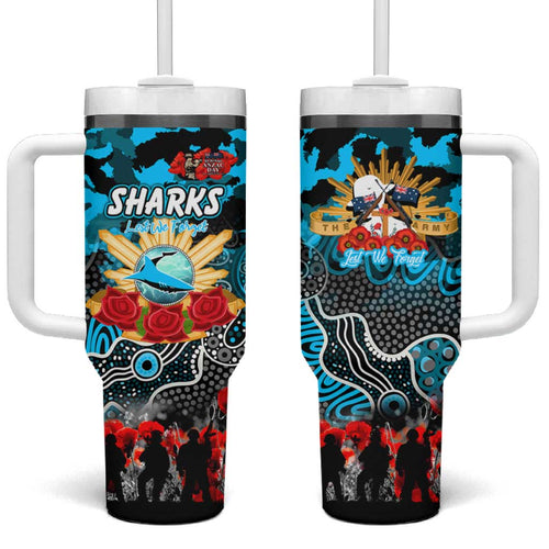 Personalized Sharks ANZAC Day Tumbler With Handle Australian Army - Lest We Forget