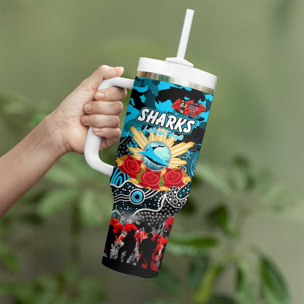 Personalized Sharks ANZAC Day Tumbler With Handle Australian Army - Lest We Forget