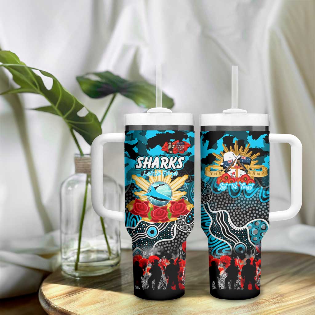 Personalized Sharks ANZAC Day Tumbler With Handle Australian Army - Lest We Forget