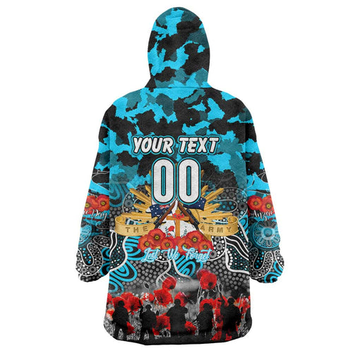 Personalized Sharks ANZAC Day Wearable Blanket Hoodie Australian Army - Lest We Forget