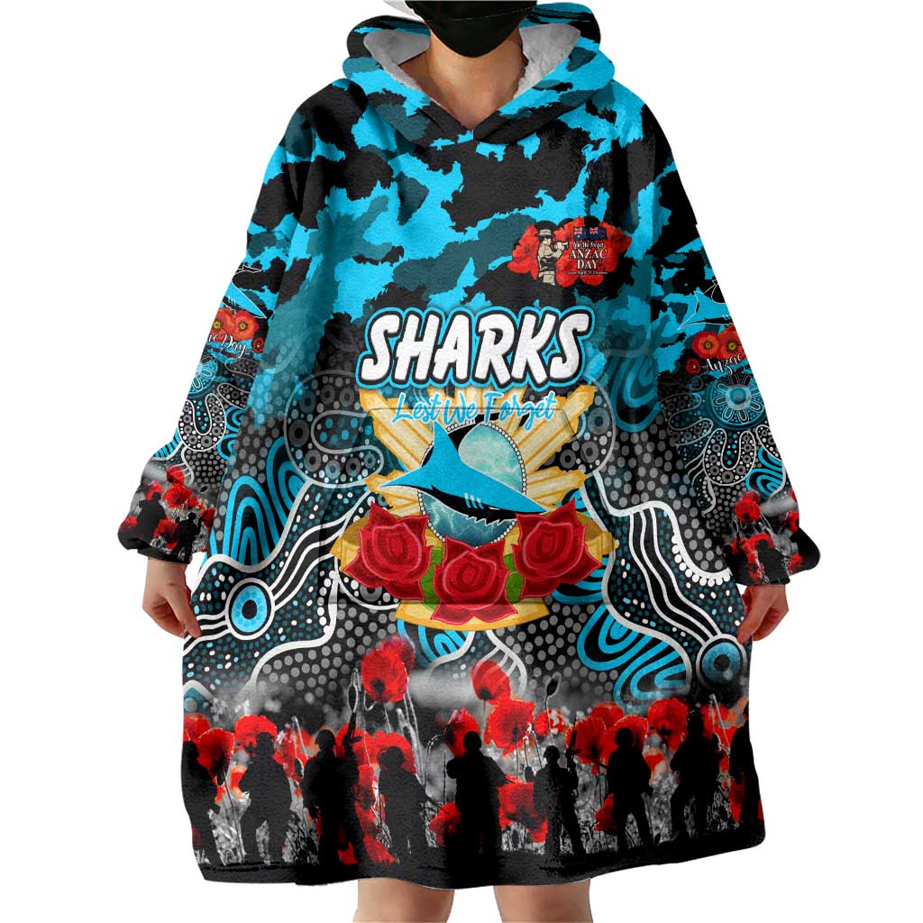 Personalized Sharks ANZAC Day Wearable Blanket Hoodie Australian Army - Lest We Forget