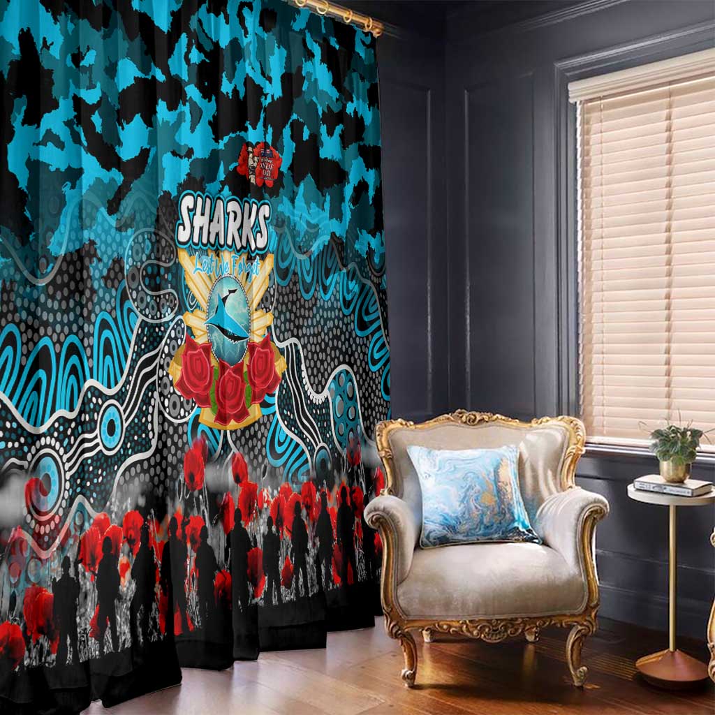 Sharks ANZAC Day Window Curtain Australian Army - Lest We Forget