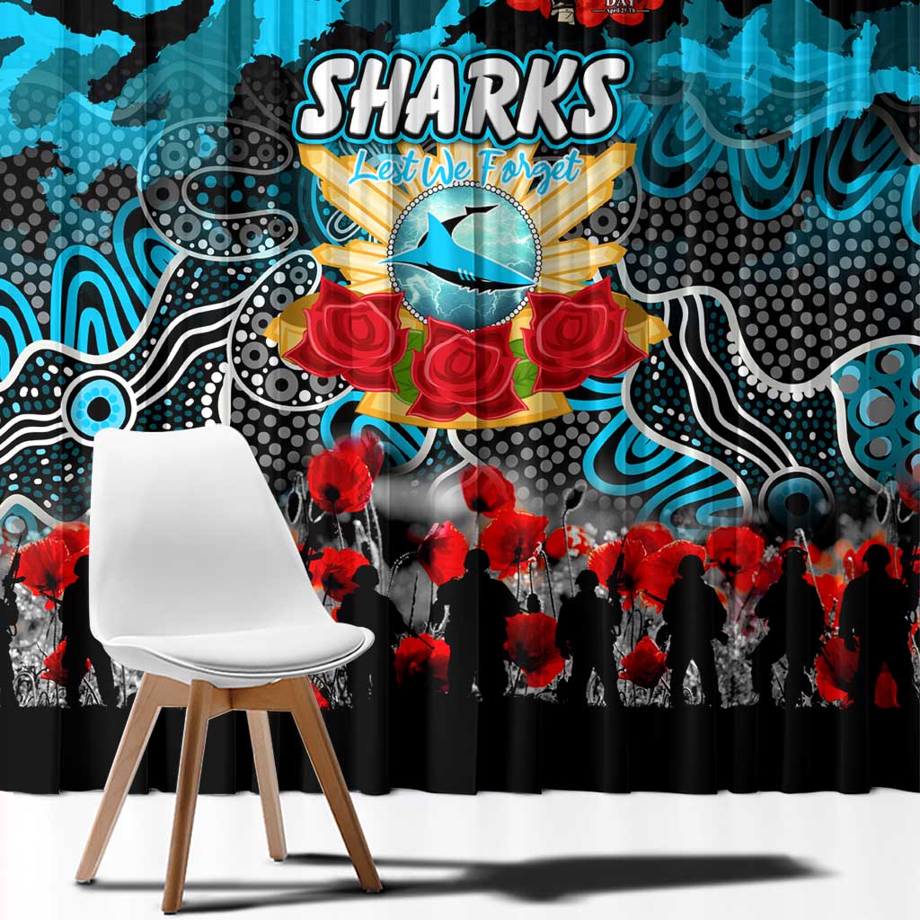 Sharks ANZAC Day Window Curtain Australian Army - Lest We Forget