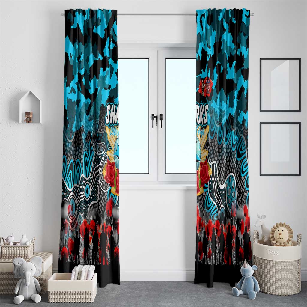 Sharks ANZAC Day Window Curtain Australian Army - Lest We Forget
