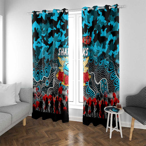 Sharks ANZAC Day Window Curtain Australian Army - Lest We Forget
