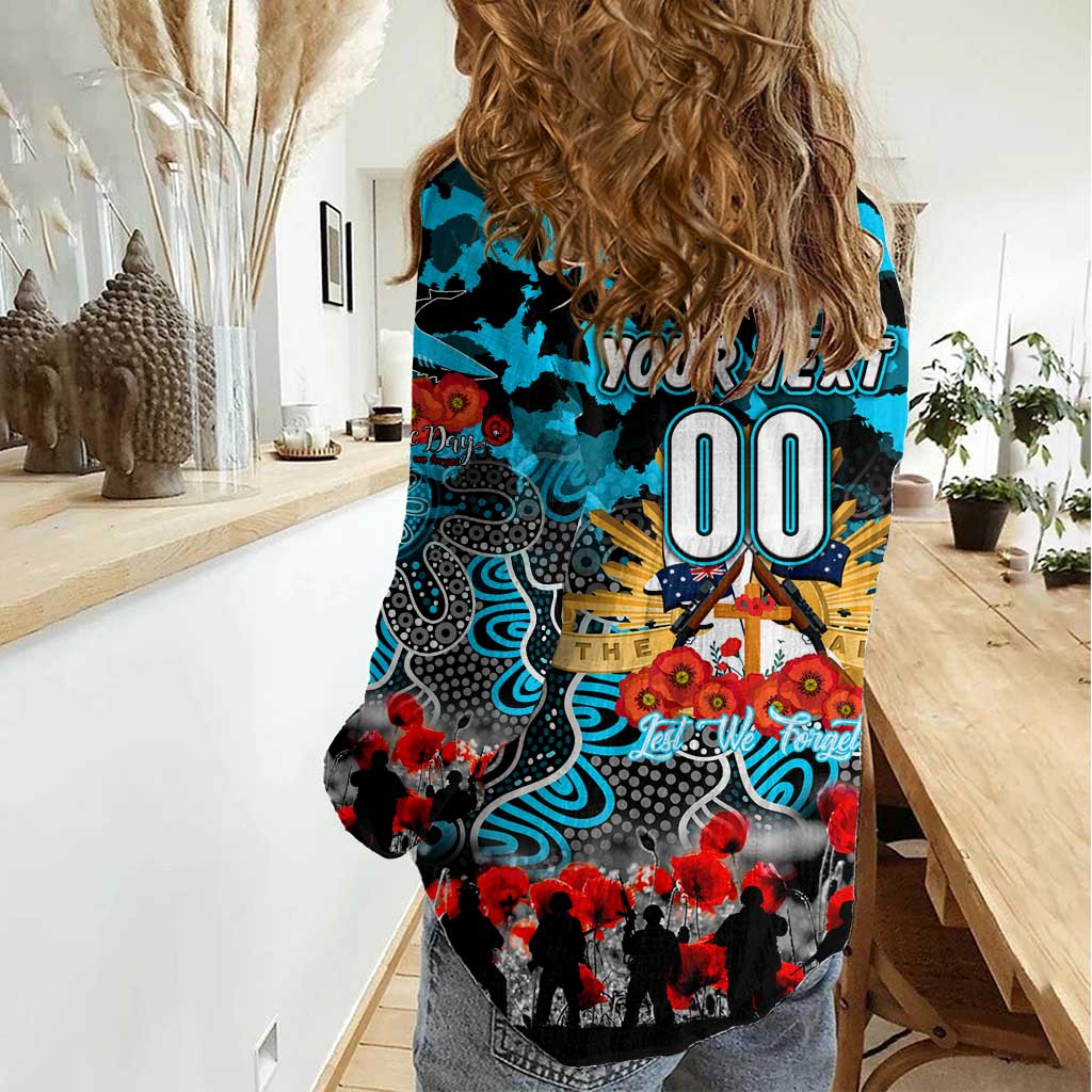 Personalized Sharks ANZAC Day Women Casual Shirt Australian Army - Lest We Forget