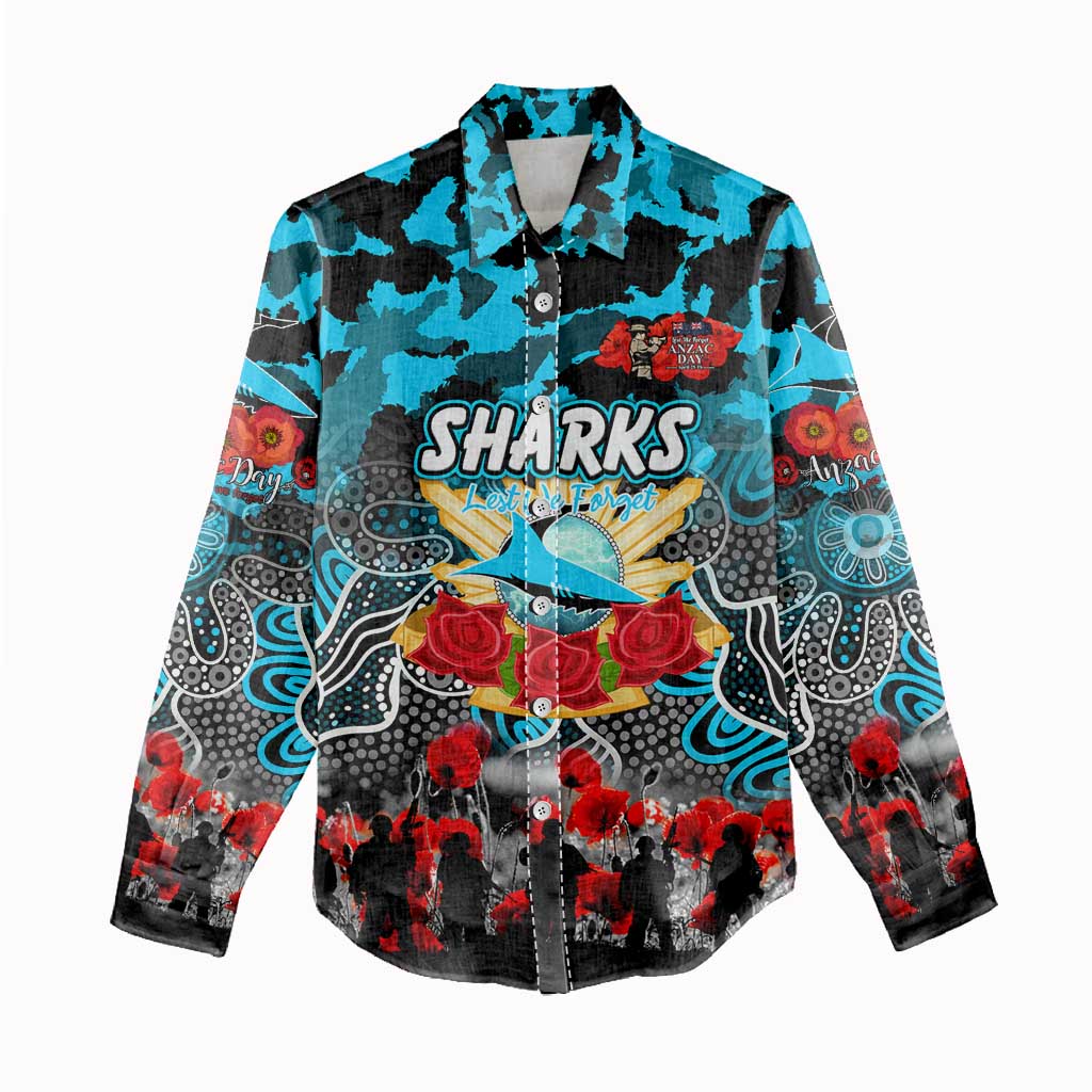 Personalized Sharks ANZAC Day Women Casual Shirt Australian Army - Lest We Forget