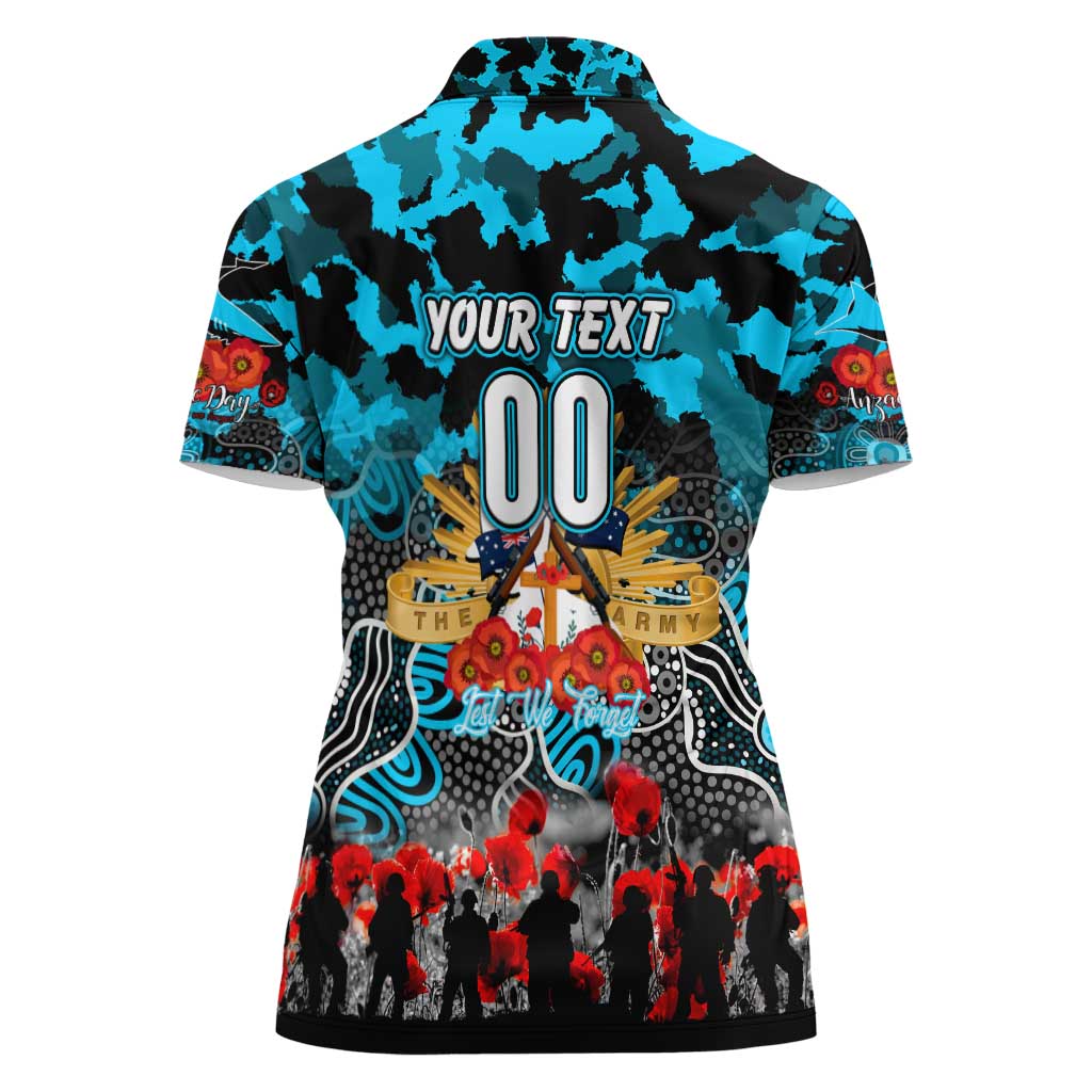 Personalized Sharks ANZAC Day Women Polo Shirt Australian Army - Lest We Forget