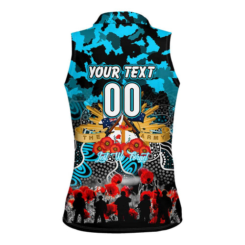 Personalized Sharks ANZAC Day Women Sleeveless Polo Shirt Australian Army - Lest We Forget