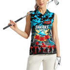 Personalized Sharks ANZAC Day Women Sleeveless Polo Shirt Australian Army - Lest We Forget