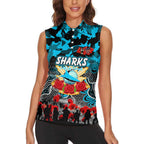 Personalized Sharks ANZAC Day Women Sleeveless Polo Shirt Australian Army - Lest We Forget
