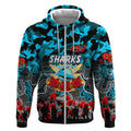 Personalized Sharks ANZAC Day Zip Hoodie Australian Army - Lest We Forget