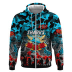 Personalized Sharks ANZAC Day Zip Hoodie Australian Army - Lest We Forget