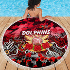 Dolphins ANZAC Day Beach Blanket Australian Army - Lest We Forget