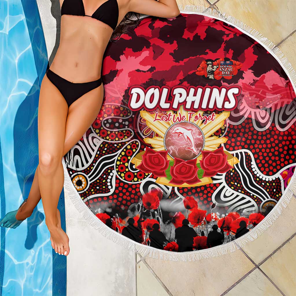 Dolphins ANZAC Day Beach Blanket Australian Army - Lest We Forget
