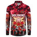 Personalized Dolphins ANZAC Day Button Sweatshirt Australian Army - Lest We Forget