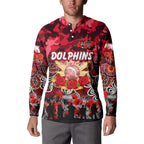 Personalized Dolphins ANZAC Day Button Sweatshirt Australian Army - Lest We Forget