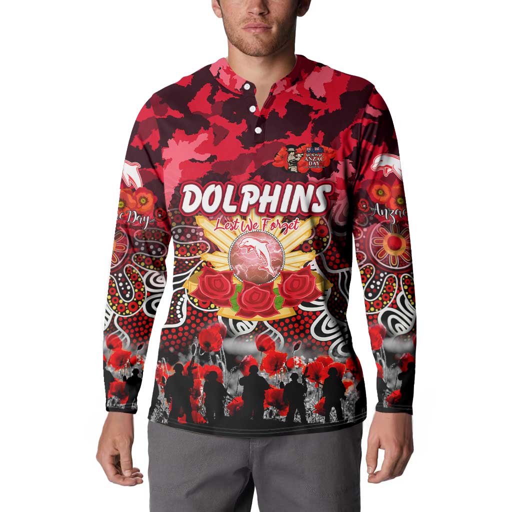 Personalized Dolphins ANZAC Day Button Sweatshirt Australian Army - Lest We Forget