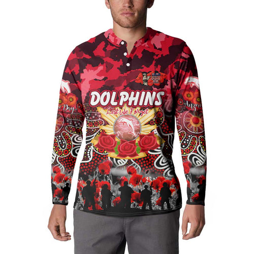 Personalized Dolphins ANZAC Day Button Sweatshirt Australian Army - Lest We Forget
