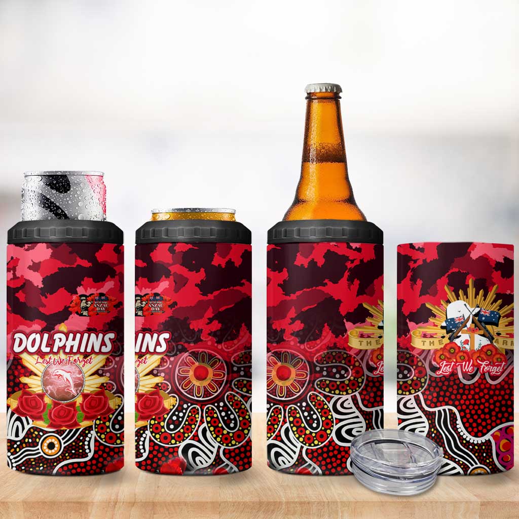 Personalized Dolphins ANZAC Day 4 in 1 Can Cooler Tumbler Australian Army - Lest We Forget