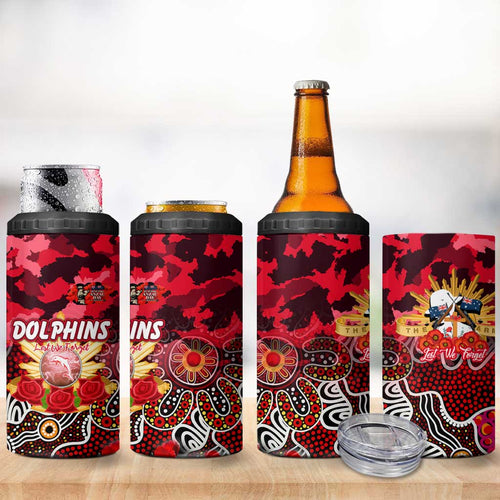 Personalized Dolphins ANZAC Day 4 in 1 Can Cooler Tumbler Australian Army - Lest We Forget