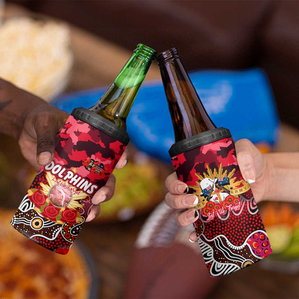 Personalized Dolphins ANZAC Day 4 in 1 Can Cooler Tumbler Australian Army - Lest We Forget