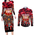 Personalized Dolphins ANZAC Day Couples Matching Long Sleeve Bodycon Dress and Long Sleeve Button Shirt Australian Army - Lest We Forget
