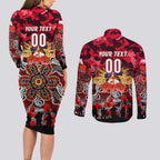 Personalized Dolphins ANZAC Day Couples Matching Long Sleeve Bodycon Dress and Long Sleeve Button Shirt Australian Army - Lest We Forget