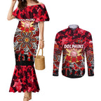 Personalized Dolphins ANZAC Day Couples Matching Mermaid Dress and Long Sleeve Button Shirt Australian Army - Lest We Forget