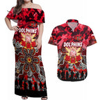 Personalized Dolphins ANZAC Day Couples Matching Off Shoulder Maxi Dress and Hawaiian Shirt Australian Army - Lest We Forget