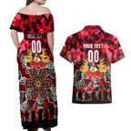 Personalized Dolphins ANZAC Day Couples Matching Off Shoulder Maxi Dress and Hawaiian Shirt Australian Army - Lest We Forget