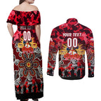 Personalized Dolphins ANZAC Day Couples Matching Off Shoulder Maxi Dress and Long Sleeve Button Shirt Australian Army - Lest We Forget
