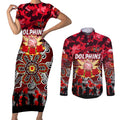Personalized Dolphins ANZAC Day Couples Matching Short Sleeve Bodycon Dress and Long Sleeve Button Shirt Australian Army - Lest We Forget