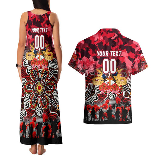 Personalized Dolphins ANZAC Day Couples Matching Tank Maxi Dress and Hawaiian Shirt Australian Army - Lest We Forget