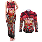 Personalized Dolphins ANZAC Day Couples Matching Tank Maxi Dress and Long Sleeve Button Shirt Australian Army - Lest We Forget