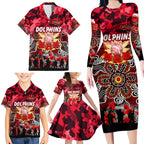 Personalized Dolphins ANZAC Day Family Matching Long Sleeve Bodycon Dress and Hawaiian Shirt Australian Army - Lest We Forget