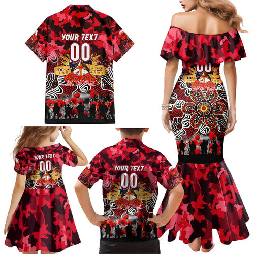 Personalized Dolphins ANZAC Day Family Matching Mermaid Dress and Hawaiian Shirt Australian Army - Lest We Forget
