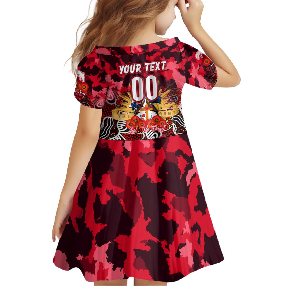 Personalized Dolphins ANZAC Day Family Matching Off The Shoulder Long Sleeve Dress and Hawaiian Shirt Australian Army - Lest We Forget