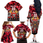 Personalized Dolphins ANZAC Day Family Matching Off The Shoulder Long Sleeve Dress and Hawaiian Shirt Australian Army - Lest We Forget