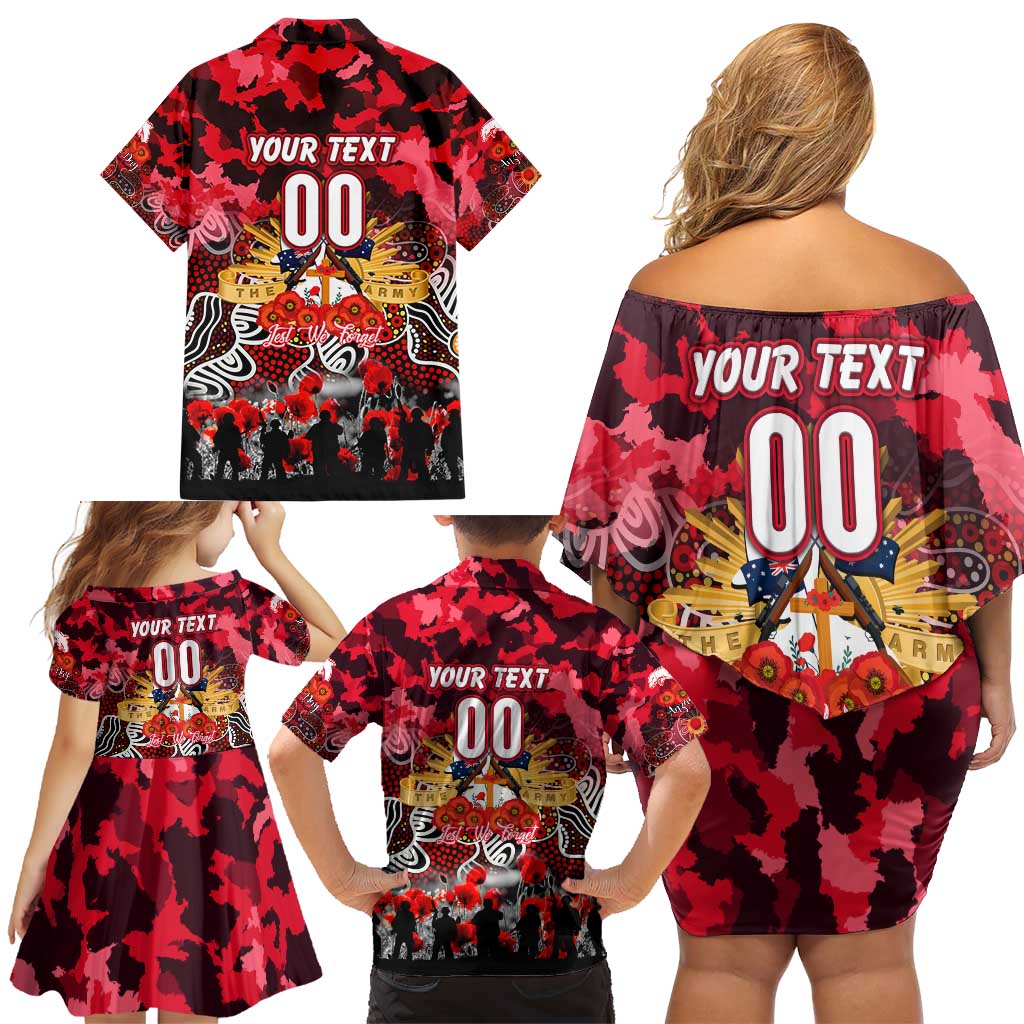 Personalized Dolphins ANZAC Day Family Matching Off Shoulder Short Dress and Hawaiian Shirt Australian Army - Lest We Forget