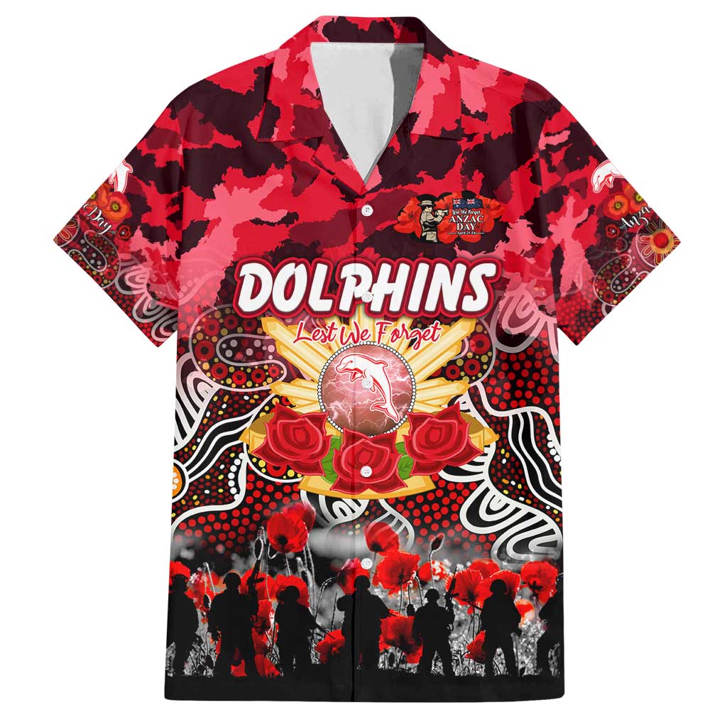 Personalized Dolphins ANZAC Day Family Matching Off Shoulder Short Dress and Hawaiian Shirt Australian Army - Lest We Forget