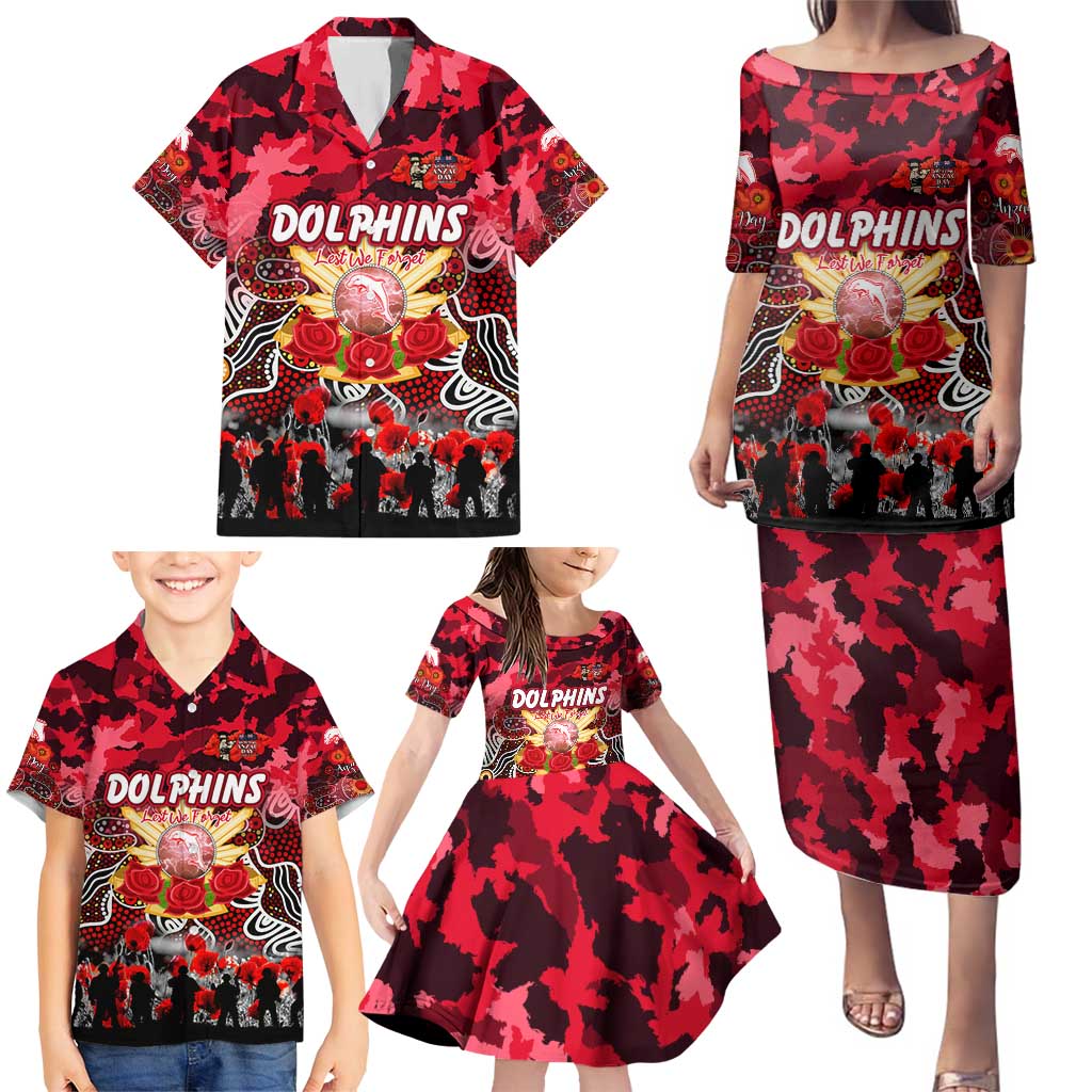 Personalized Dolphins ANZAC Day Family Matching Puletasi and Hawaiian Shirt Australian Army - Lest We Forget