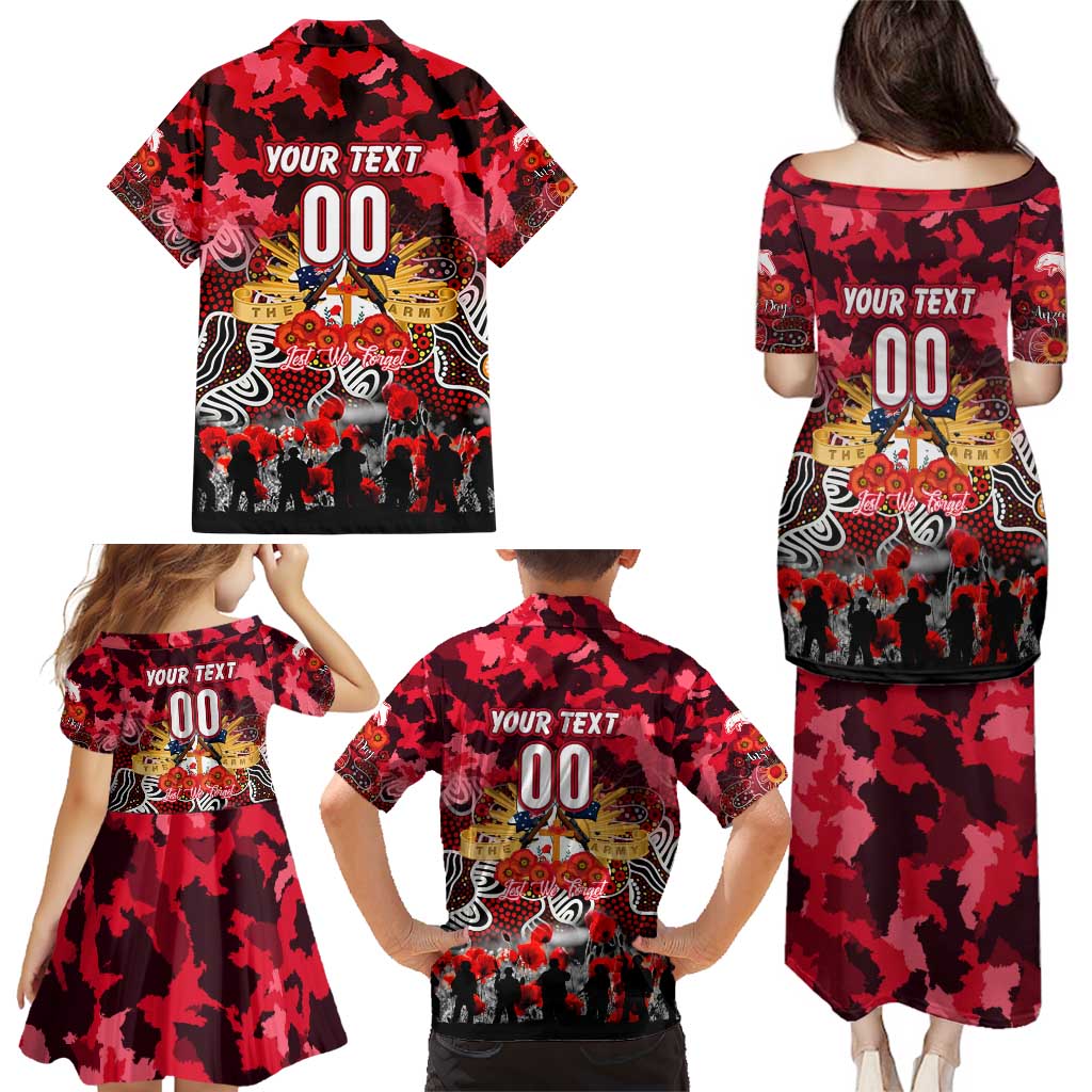Personalized Dolphins ANZAC Day Family Matching Puletasi and Hawaiian Shirt Australian Army - Lest We Forget