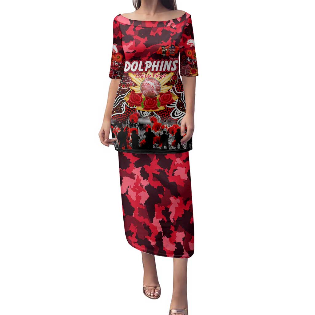 Personalized Dolphins ANZAC Day Family Matching Puletasi and Hawaiian Shirt Australian Army - Lest We Forget