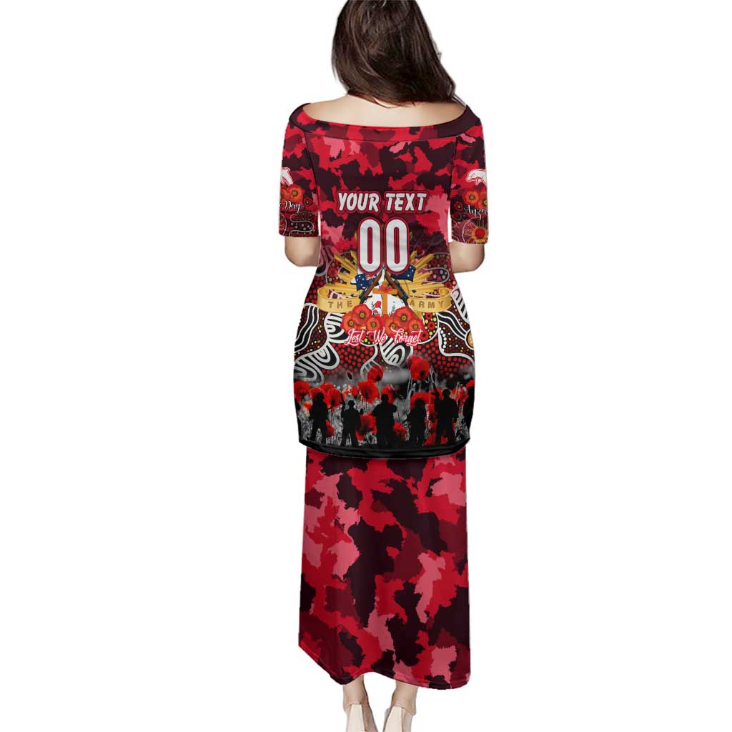 Personalized Dolphins ANZAC Day Family Matching Puletasi and Hawaiian Shirt Australian Army - Lest We Forget