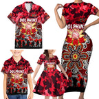 Personalized Dolphins ANZAC Day Family Matching Short Sleeve Bodycon Dress and Hawaiian Shirt Australian Army - Lest We Forget