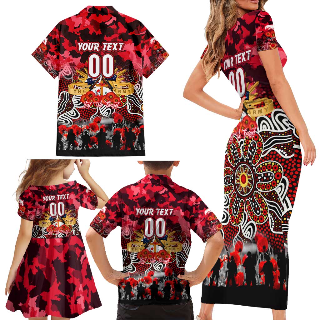 Personalized Dolphins ANZAC Day Family Matching Short Sleeve Bodycon Dress and Hawaiian Shirt Australian Army - Lest We Forget