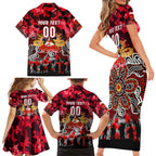 Personalized Dolphins ANZAC Day Family Matching Short Sleeve Bodycon Dress and Hawaiian Shirt Australian Army - Lest We Forget